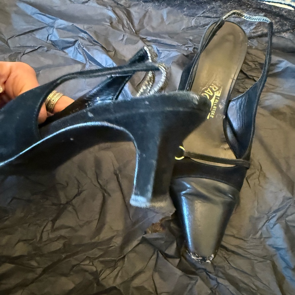 Salvatore Ferragamo Black Slingback Heels